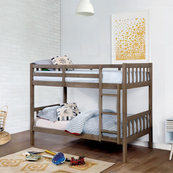 Furniture Of America Emilie Wire-Brushed Warm Gray Transitional Twin Twin Bunk Bed Model CM-BK633GY-TT-BED - MONAVILLA