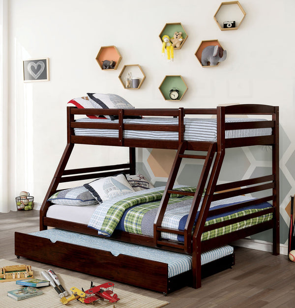 Furniture Of America Elaine Dark Walnut Transitional Twin Full Bunk Bed Model CM-BK634EX-TF-BED - MONAVILLA