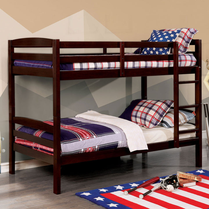 Furniture Of America Elaine Dark Walnut Transitional Twin Twin Bunk Bed Model CM-BK634EX-TT-BED - MONAVILLA