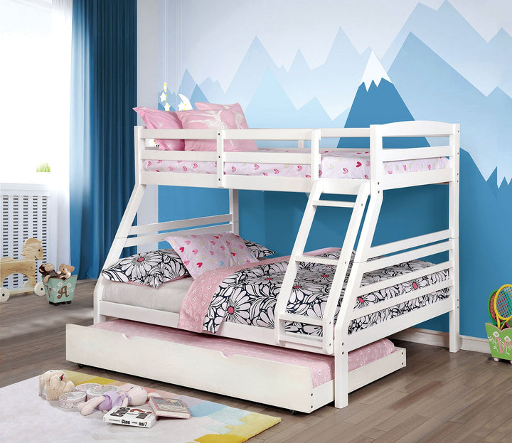 Furniture Of America Elaine White Transitional Twin Full Bunk Bed Model CM-BK634WH-TF-BED - MONAVILLA