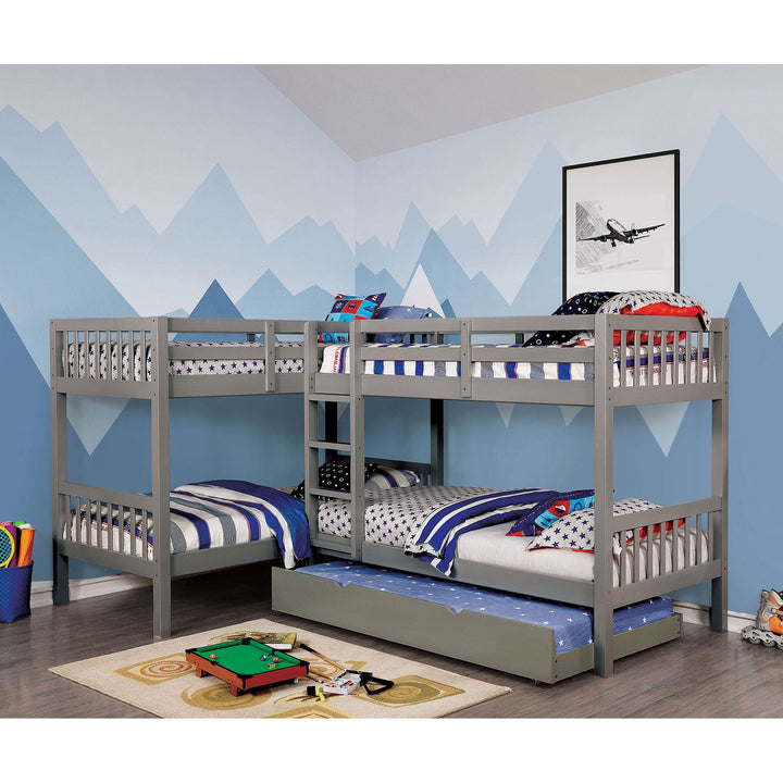 Furniture Of America Marquette Gray Transitional Quadruple Twin Bunk Bed Model CM-BK904GY-BED - MONAVILLA