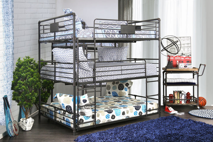 Furniture Of America Olga Antique Black Industrial Full Full Full Bunk Bed Model CM-BK912F-BED - MONAVILLA