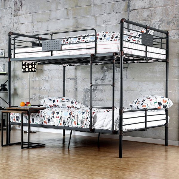 Furniture Of America Olga Antique Black Industrial Full Full Bunk Bed Model CM-BK913FF-BED - MONAVILLA