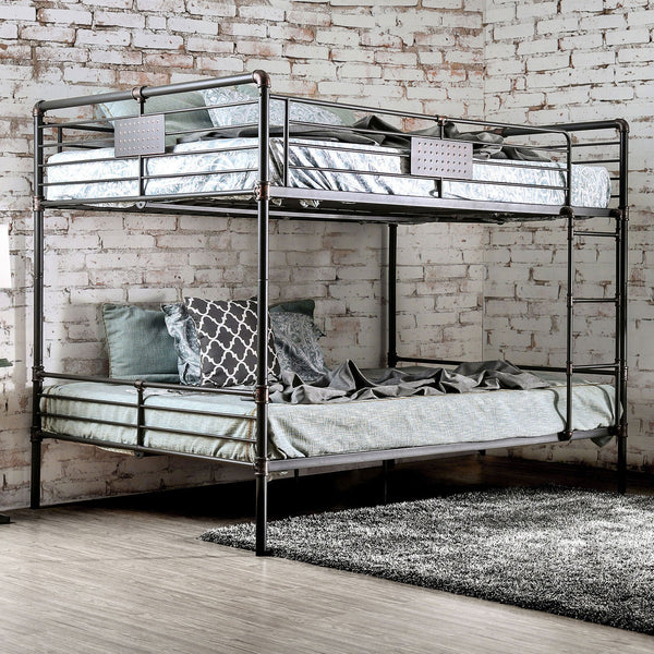 Furniture Of America Olga Antique Black Industrial Queen Queen Bunk Bed Model CM-BK913QQ-BED - MONAVILLA