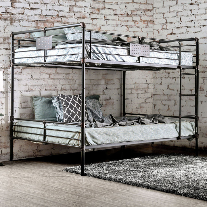 Furniture Of America Olga Antique Black Industrial Queen Queen Bunk Bed Model CM-BK913QQ-BED - MONAVILLA