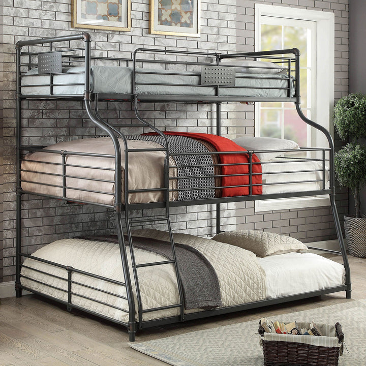 Furniture Of America Olga Antique Black Industrial Twin Full Queen Bunk Bed Model CM-BK918-BED - MONAVILLA