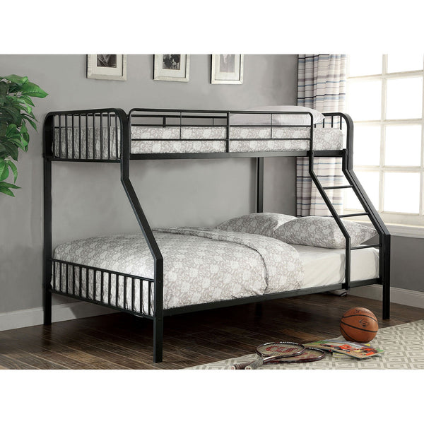 Furniture Of America Clement Black Contemporary Metal Twin Full Bunk Bed Model CM-BK928TF-BED - MONAVILLA