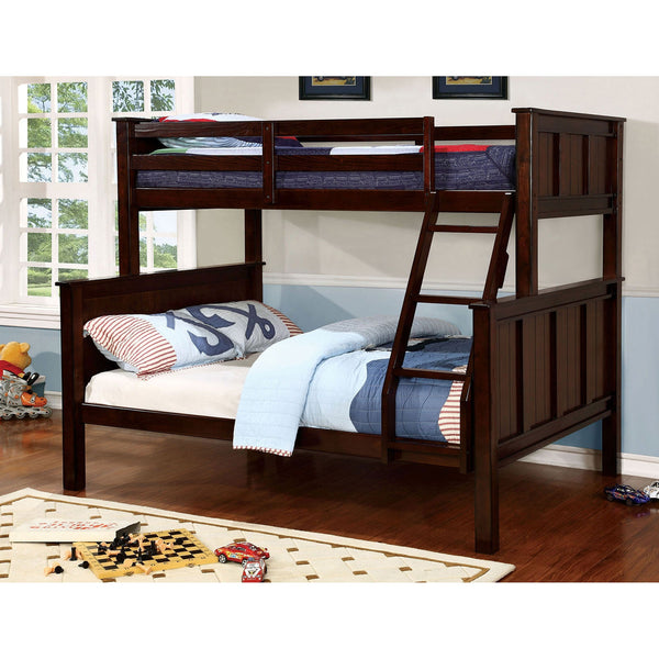 Furniture Of America Gracie Dark Walnut Transitional Twin Full Bunk Bed Model CM-BK930TF-BED - MONAVILLA