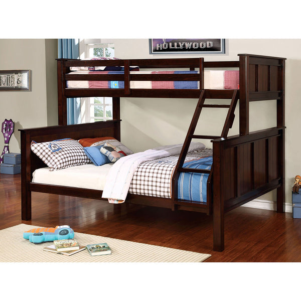 Furniture Of America Gracie Dark Walnut Transitional Twin Queen Bunk Bed Model CM-BK930TQ-BED - MONAVILLA