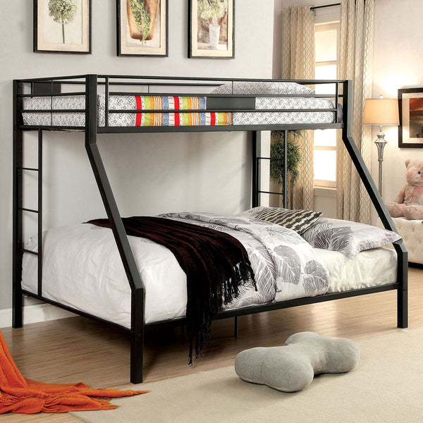 Furniture Of America Claren Black Contemporary Twin Queen Bunk Bed Model CM-BK939TQ-BED - MONAVILLA