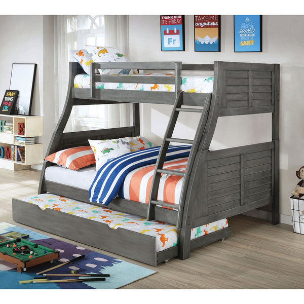 Furniture Of America Hoople Gray Transitional Twin Full Bunk Bed Model CM-BK963GY-BED - MONAVILLA