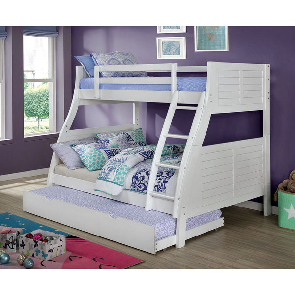 Furniture Of America Hoople White Transitional Twin Full Bunk Bed Model CM-BK963WH-BED - MONAVILLA