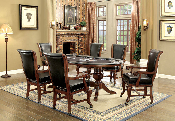 Furniture Of America Melina Brown Cherry Transitional 7-Piece Dining Table Set Model CM-GM367CH-T-7PC - MONAVILLA