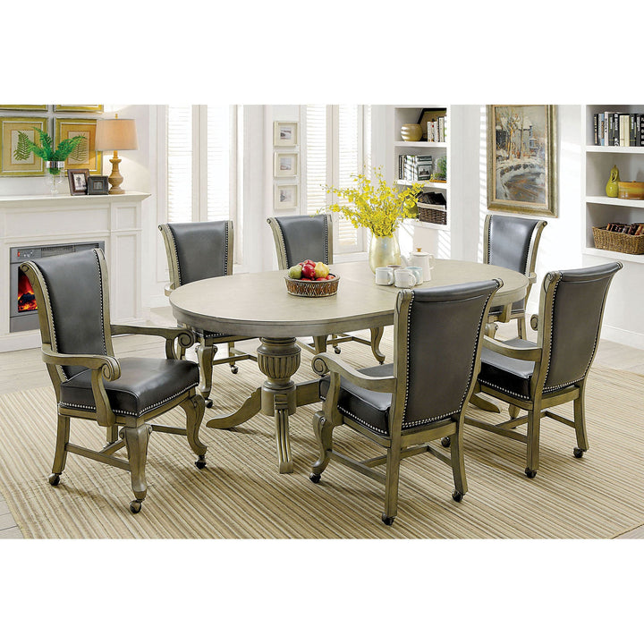 Furniture Of America Melina Gray Transitional 7-Piece Dining Table Set Model CM-GM367GY-T-7PC - MONAVILLA