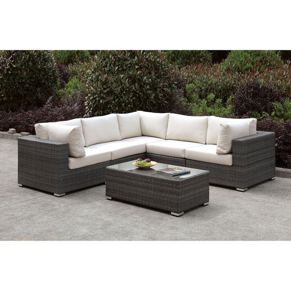 Furniture Of America Somani Light Gray/Ivory Contemporary L-Sectional + Coffee Table Model CM-OS2128-SET13 - MONAVILLA