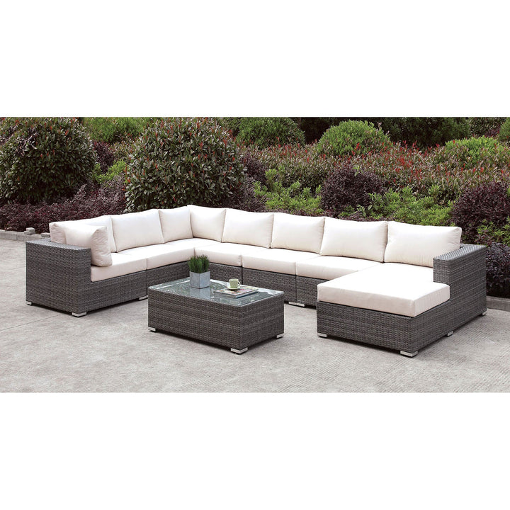 Furniture Of America Somani Light Gray/Ivory Contemporary U-Sectional + Coffee Table Model CM-OS2128-SET2 - MONAVILLA