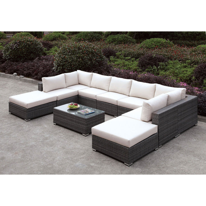 Furniture Of America Somani Light Gray/Ivory Contemporary U-Sectional + Coffee Table Model CM-OS2128-SET3 - MONAVILLA