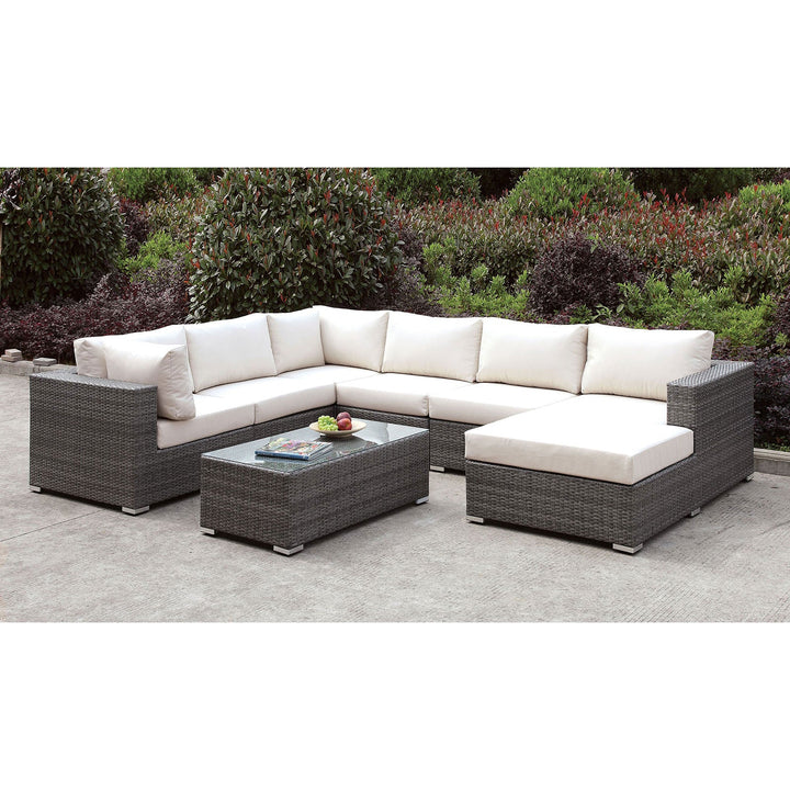 Furniture Of America Somani Light Gray/Ivory Contemporary U-Sectional + Coffee Table Model CM-OS2128-SET5 - MONAVILLA