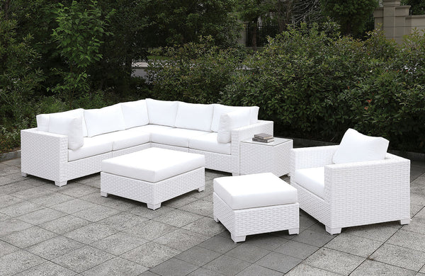 Furniture Of America Somani White Wicker/White Cushion Contemporary U-Sectional Model CM-OS2128WH-SET6 - MONAVILLA