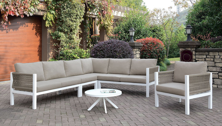 Furniture Of America Sasha White/Light Taupe Contemporary Patio Sectional Model CM-OS2138-SECT - MONAVILLA