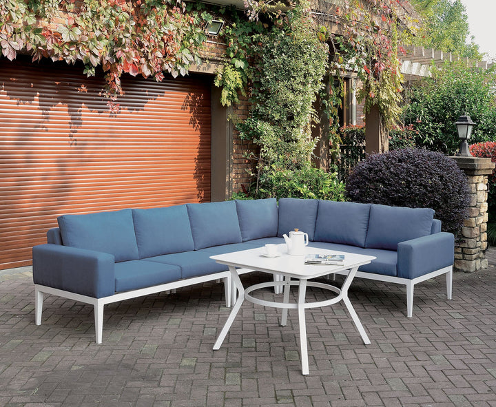 Furniture Of America Sharon White/Blue Contemporary Patio Sectional Model CM-OS2139-SECT - MONAVILLA