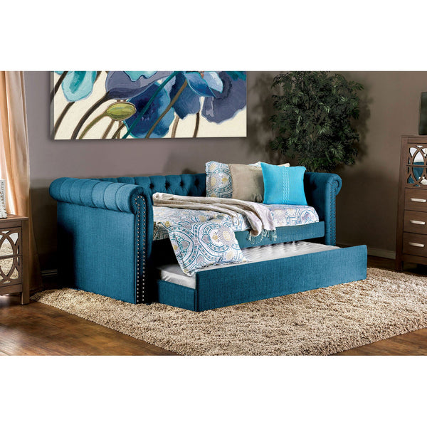 Furniture Of America Leanna Dark Teal Transitional Daybed With Trundle, Teal Model CM1027TL-BED - MONAVILLA