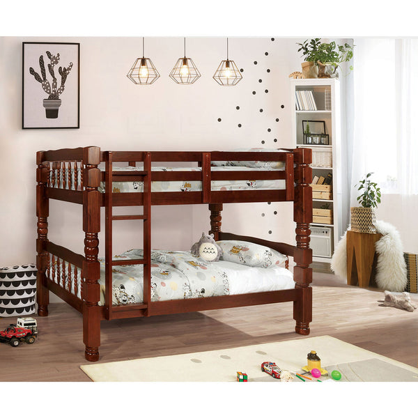 Furniture Of America Carolina Cherry Cottage Twin Twin Bunk Bed, Cherry Model CM2527CH-BED - MONAVILLA