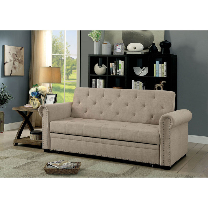 Furniture Of America Iona Beige Transitional Futon Sofa Model CM2603-PK - MONAVILLA