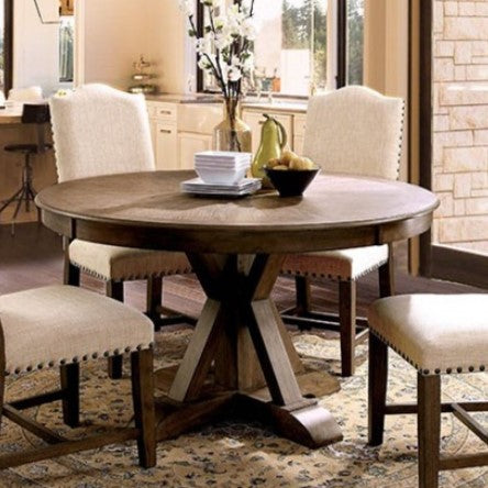 Furniture Of America Julia Light Oak/Beige Rustic Round Dining Table Model CM3014RT - MONAVILLA