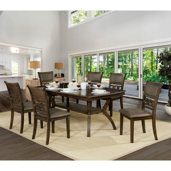 Furniture Of America Holly Antique Walnut/Warm Gray Transitional 7-Piece Dining Table Set Model CM3023T-7PC - MONAVILLA