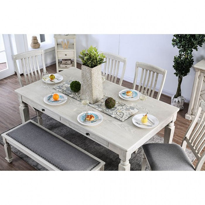 Furniture Of America Georgia Antique White/Gray Transitional 7-Piece Dining Table Set Model CM3089T-7PC - MONAVILLA