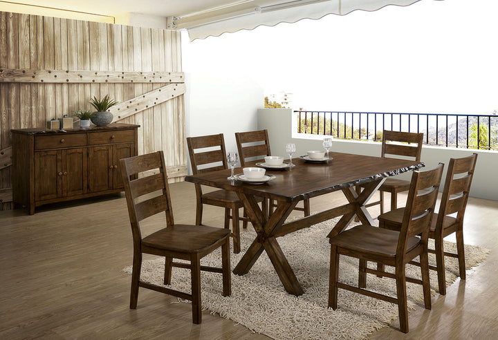 Furniture Of America Woodworth Walnut Rustic 7-Piece Dining Table Set Model CM3114T-7PC - MONAVILLA