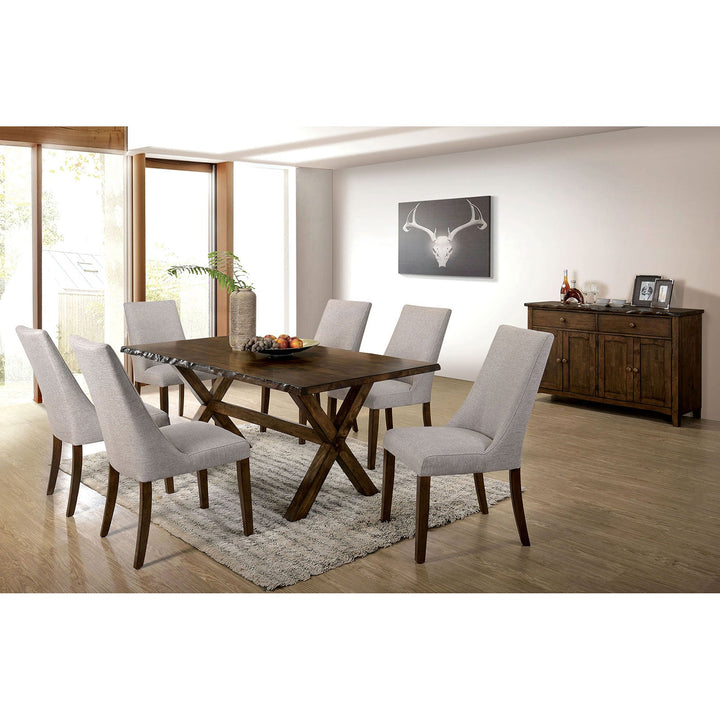 Furniture Of America Woodworth Walnut Rustic 7-Piece Dining Table Set Model CM3114T-3604SC-7PC - MONAVILLA