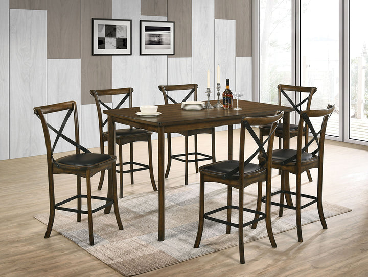 Furniture Of America Buhl Burnished Oak/Espresso Industrial 7-Piece Counter Height Dining Table Set Model CM3148PT-7PC - MONAVILLA