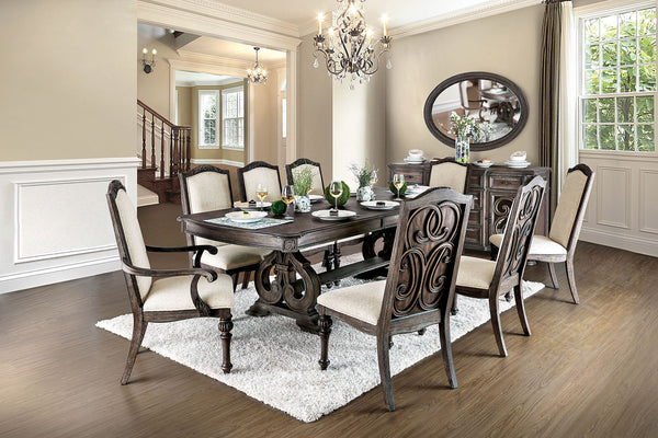 Furniture Of America Arcadia Rustic Natural Tone/Ivory Rustic 7-Piece Dining Table Set (2 Arm Chair + 6 Side Chair) Model CM3150T-9PC - MONAVILLA