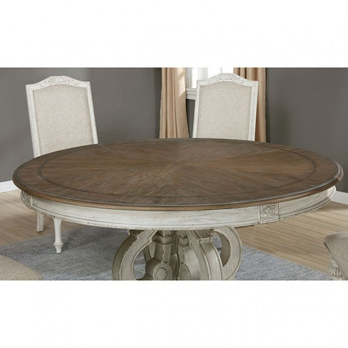 Furniture Of America Arcadia Antique White/Ivory Rustic Round Table Model CM3150WH-RT - MONAVILLA