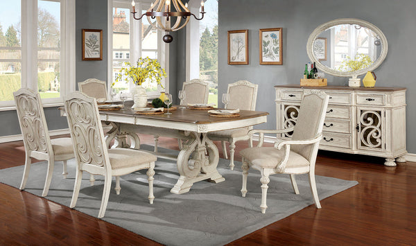 Furniture Of America Arcadia Antique White Rustic 7-Piece Dining Table Set (2 Arm Chair + 4 Side Chair) Model CM3150WH-T-7PC - MONAVILLA