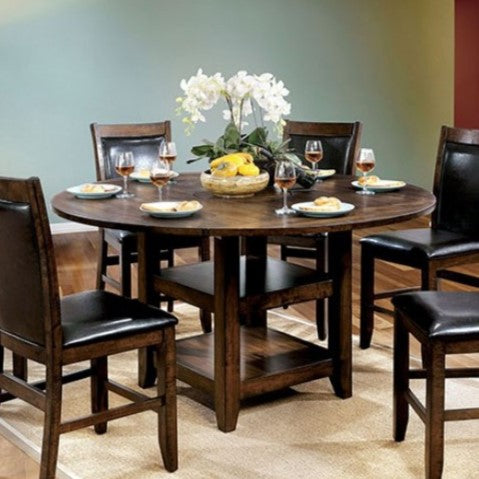 Furniture Of America Meagan Brown Cherry Transitional Round Counter Height Table Model CM3152RPT - MONAVILLA