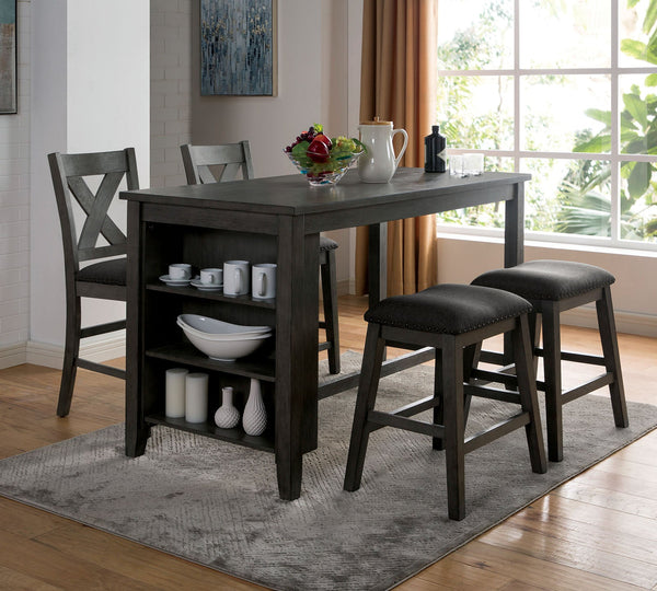 Furniture Of America Lana Gray Rustic 5-Piece Dining Table Set (4St) Model CM3153GY-PT-5PC-4ST - MONAVILLA