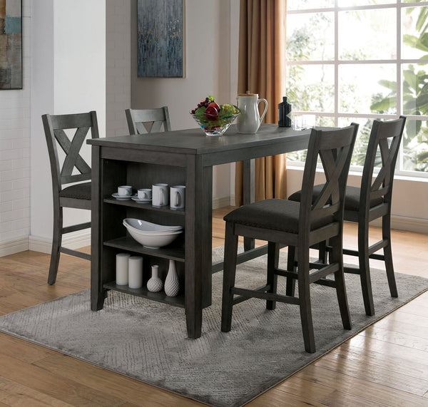 Furniture Of America Lana Gray Rustic 5-Piece Dining Table Set Model CM3153GY-PT-5PC - MONAVILLA