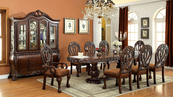 Furniture Of America Wyndmere Cherry Traditional 9-Piece Dining Table Set (2 Arm Chair + 6 Side Chair) Model CM3186CH-T-9PC - MONAVILLA