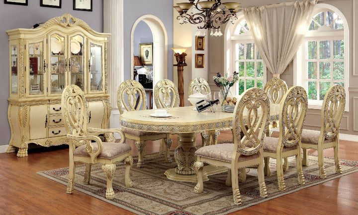 Furniture Of America Wyndmere Vintage White Traditional 9-Piece Dining Table Set (2 Arm Chair + 6 Side Chair) Model CM3186WH-T-9PC - MONAVILLA