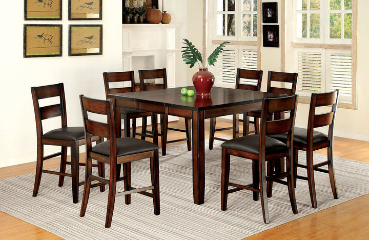 Furniture Of America Dickinson Dark Cherry Transitional 7-Piece Counter Height Dining Table Set Model CM3187PT-7PC - MONAVILLA