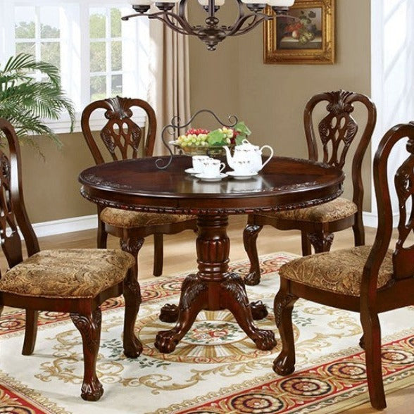 Furniture Of America Elana Brown Cherry Traditional Round Dining Table Model CM3212RT-TABLE - MONAVILLA