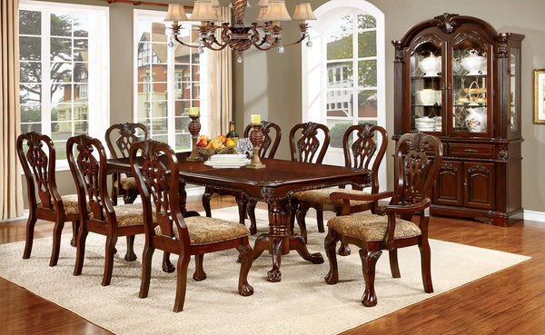 Furniture Of America Elana Brown Cherry Traditional 9-Piece Dining Table Set (2 Arm Chair + 6 Side Chair) Model CM3212T-9PC - MONAVILLA