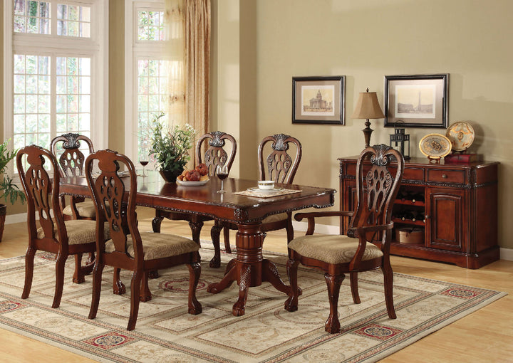 Furniture Of America George Town Cherry Traditional 7-Piece Dining Table Set (2 Arm Chair + 4 Side Chair) Model CM3222T-7PC - MONAVILLA