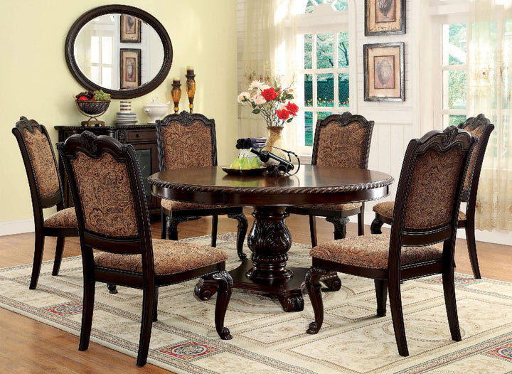 Furniture Of America Bellagio Brown Cherry Traditional 5-Piece Dining Table Set Model CM3319RT-5PC-FABRIC - MONAVILLA