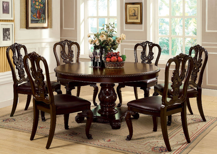 Furniture Of America Bellagio Brown Cherry Traditional Round Dining Table Model CM3319RT-TABLE - MONAVILLA