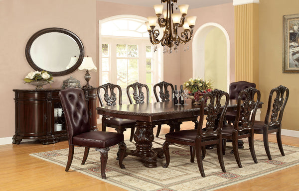 Furniture Of America Bellagio Brown Cherry Traditional 7-Piece Dining Table Set (2 Arm Chair + 4 Side Chair) Model CM3319T-7PC-FABRIC - MONAVILLA