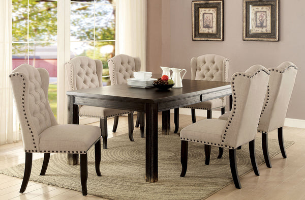 Furniture Of America Sania Antique Black/Beige Rustic 72" Dining Table Model CM3324BK-T-VN - MONAVILLA